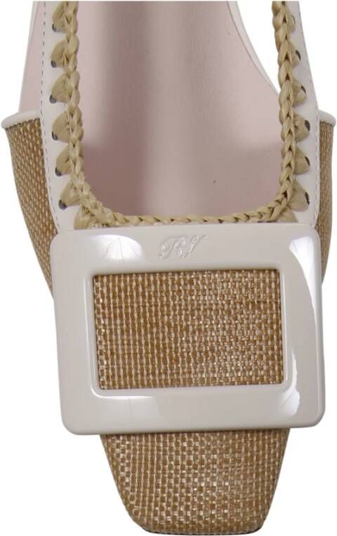 Roger Vivier Gevlochten Slingback Sandalen in Licht Crème
