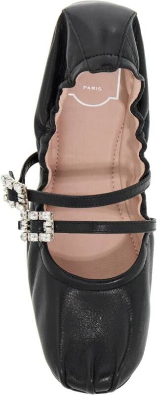 Roger Vivier Leren ballerinas met kristallen gesp Black Dames