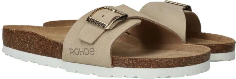 Rohde Beige leren zomerse slipper met gesp Beige Dames