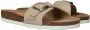 Rohde Beige leren zomerse slipper met gesp Beige - Thumbnail 7