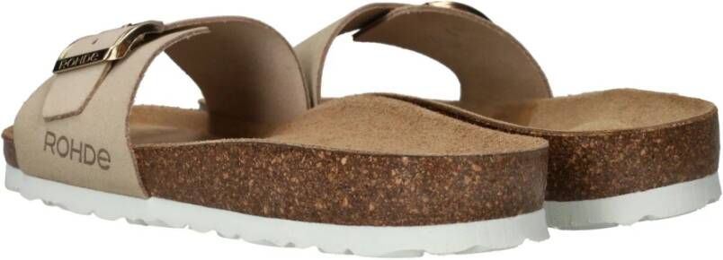 Rohde Beige leren zomerse slipper met gesp Beige Dames