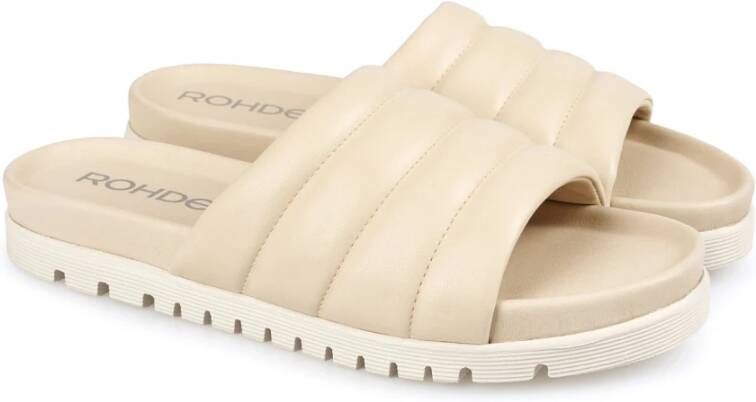 Rohde Leren Comfort Slide Sandaal Beige Dames