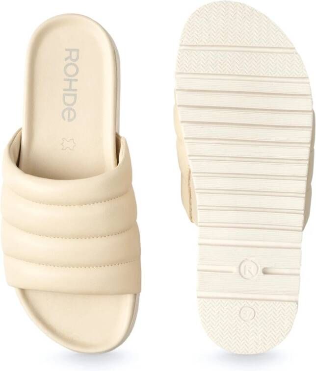 Rohde Leren Comfort Slide Sandaal Beige Dames