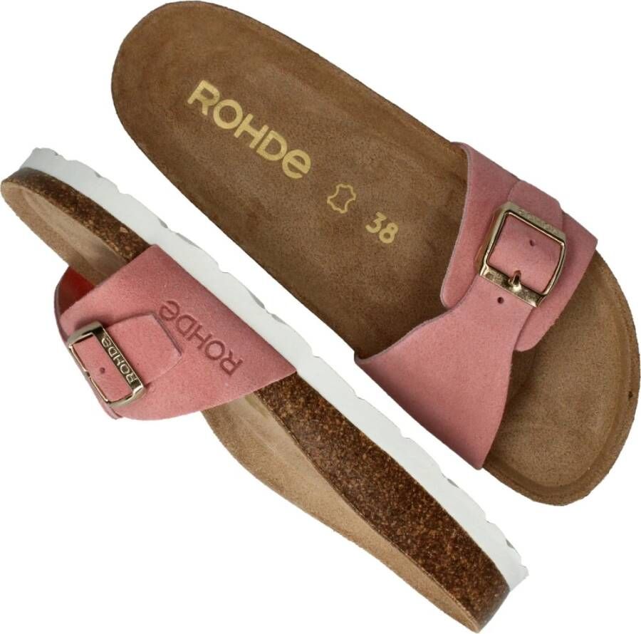 Rohde Roze leren zomerslipper met gesp Pink Dames