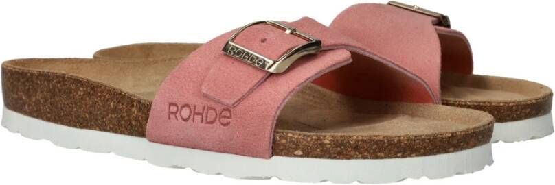 Rohde Roze leren zomerslipper met gesp Pink Dames