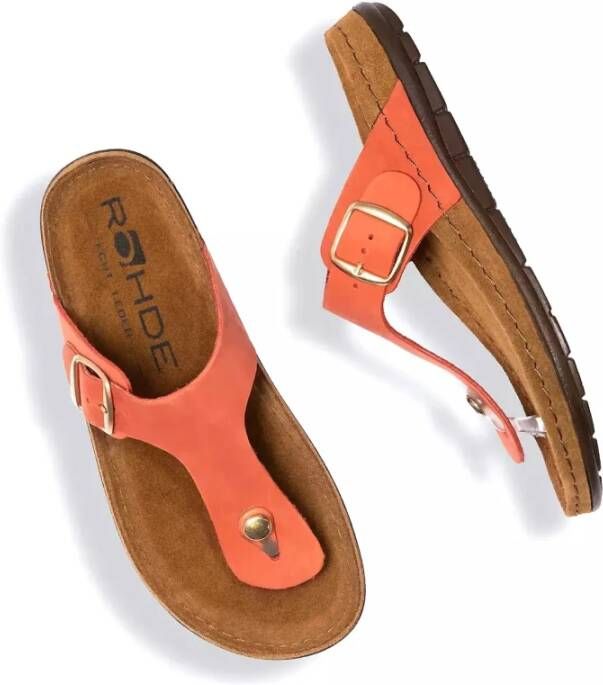 Rohde Stijlvolle Leren Slippers Oranje Orange Dames