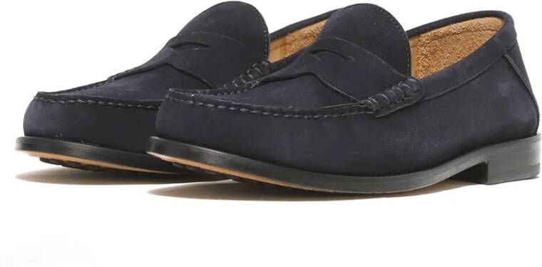 Rossano Bisconti Blauwe Suède Mocassins Leren Zool Blue Heren