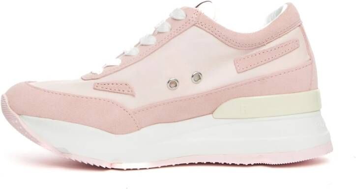 Rucoline Roze suède en stoffen sneakers