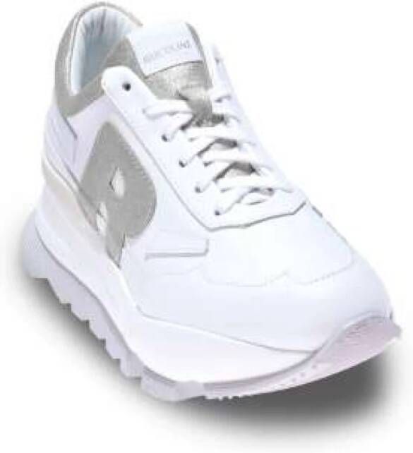 Rucoline Wit en Zilver Leren Glitter Sneakers White Dames