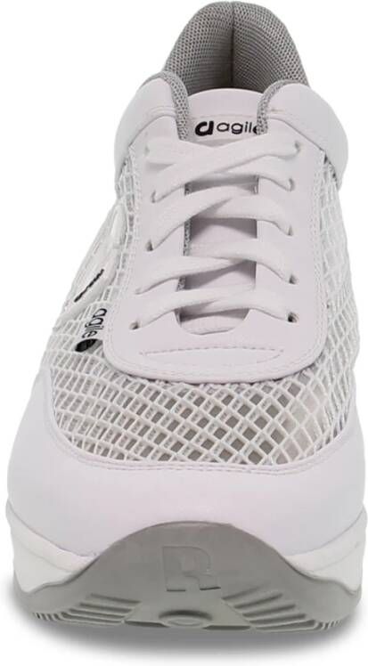 Rucoline Witte en Zilveren Netleren Sneakers White Dames