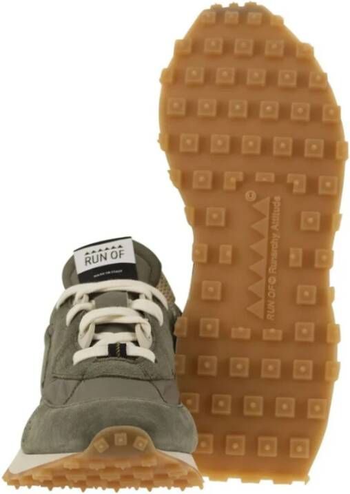 RUN OF Groene Piuma Sneakers Handgemaakt in Italië