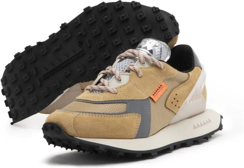 RUN OF Kameel Suède Leren Sneakers Memory Gel Brown Heren