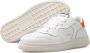 RUN OF Klassieke witte leren sneakers met oranje details - Thumbnail 2