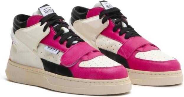 RUN OF Roze Leren Sneakers met Memory Gel Multicolor Dames