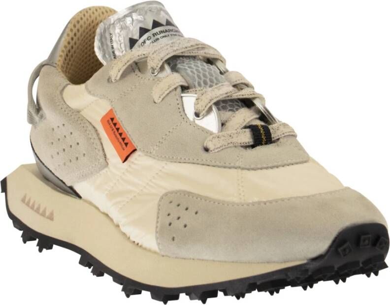 RUN OF Vaporix Suède en Nylon Trainers Beige Heren