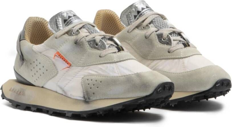 RUN OF Vintage Effect Sneakers Off White Beige Heren
