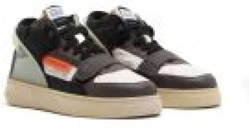 RUN OF Vintage Leren Sneakers Black Heren