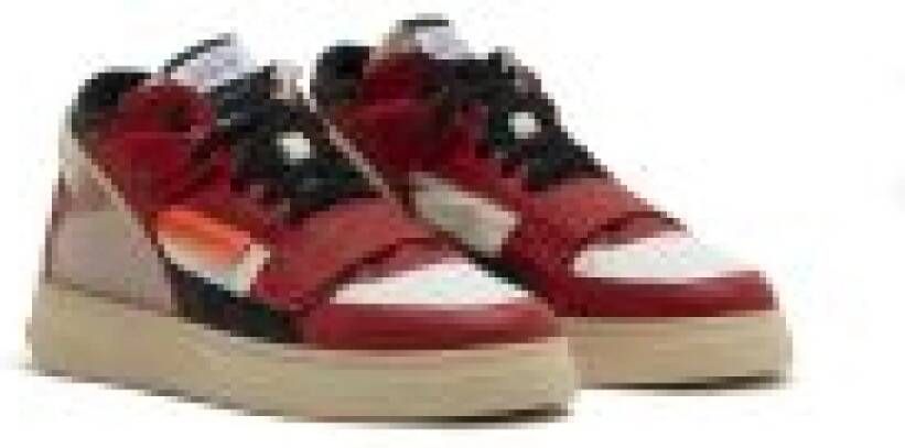 RUN OF Vintage Leren Sneakers Red Heren