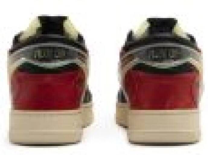 RUN OF Vintage Leren Sneakers Red Heren