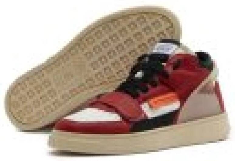 RUN OF Vintage Leren Sneakers Red Heren