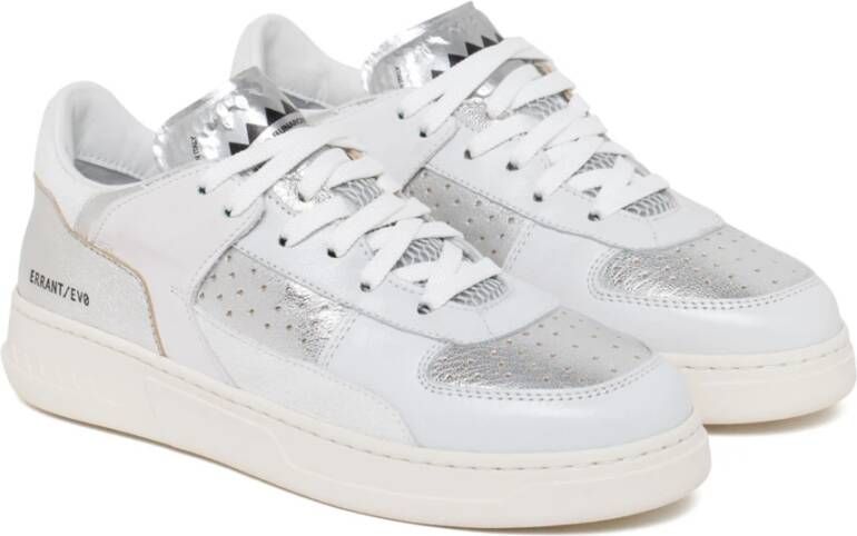 RUN OF Zilver en wit metallic leren sneakers Multicolor Dames