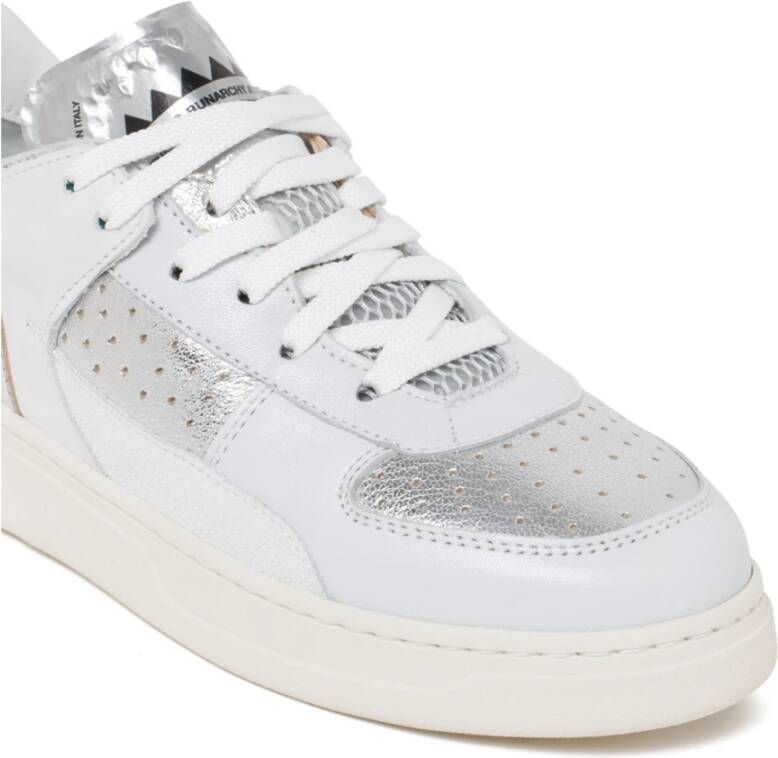 RUN OF Zilver en wit metallic leren sneakers Multicolor Dames