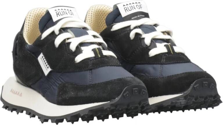 RUN OF Zwarte Suède Leren Memory Gel Sneakers Black Dames