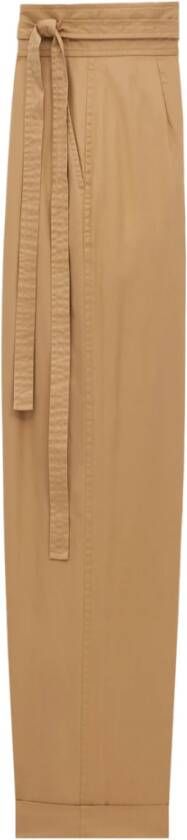 Saint Laurent Beige Broek met Omgeslagen Boorden