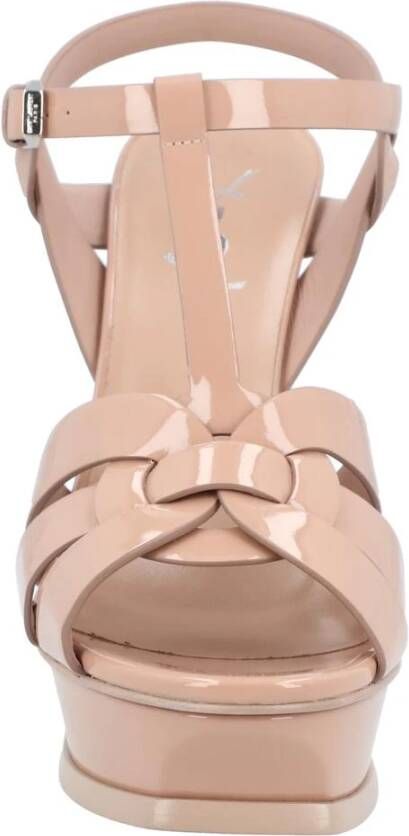 Saint Laurent Beige Lakleren Plateau Sandalen
