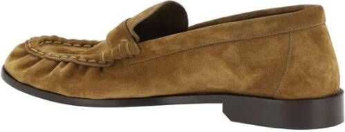 Saint Laurent Blokhak Suède Loafers met Logo Brown Heren