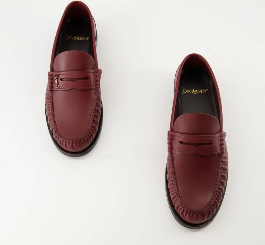 Saint Laurent Bordeaux Leren Mocassins Herfst-Winter 2025