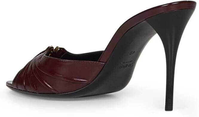Saint Laurent Bordeauxleren Stiletto Sandalen