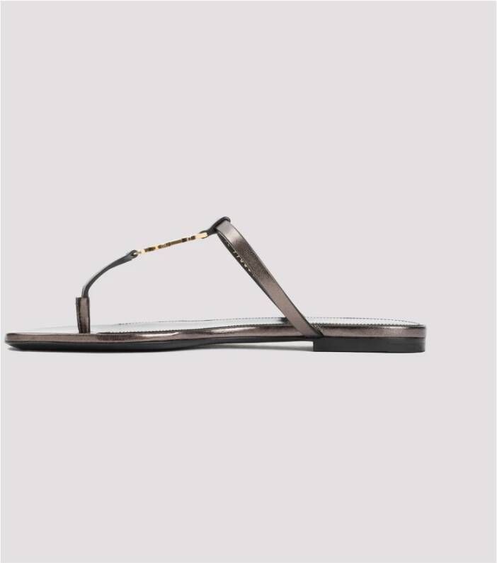 Saint Laurent Bruine Leren Sandalen Amandel Teen Brown Dames