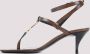 Saint Laurent Bruine leren sandalen met metalen logo Brown Dames - Thumbnail 2