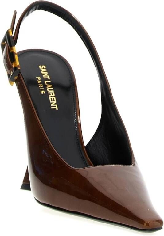 Saint Laurent Bruine leren slingback pumps Brown Dames