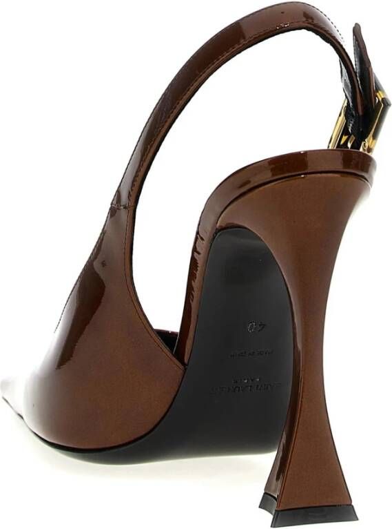 Saint Laurent Bruine leren slingback pumps Brown Dames