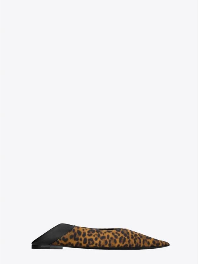 Saint Laurent Bruine platte schoenen met V-cut vamp Brown Dames