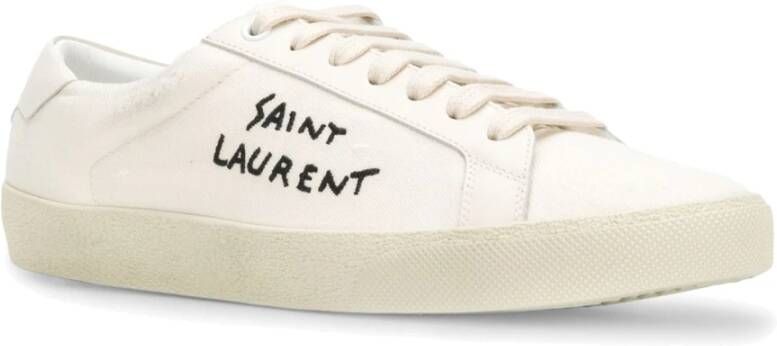 Saint Laurent Canvas Logo Sneakers Mannen Italië Beige Heren