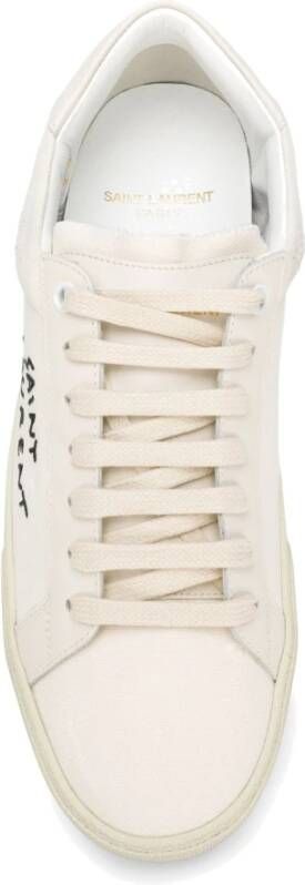 Saint Laurent Canvas Logo Sneakers Mannen Italië Beige Heren