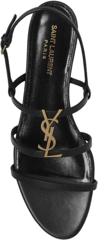Saint Laurent Cassandra Leren Sandalen Black Dames