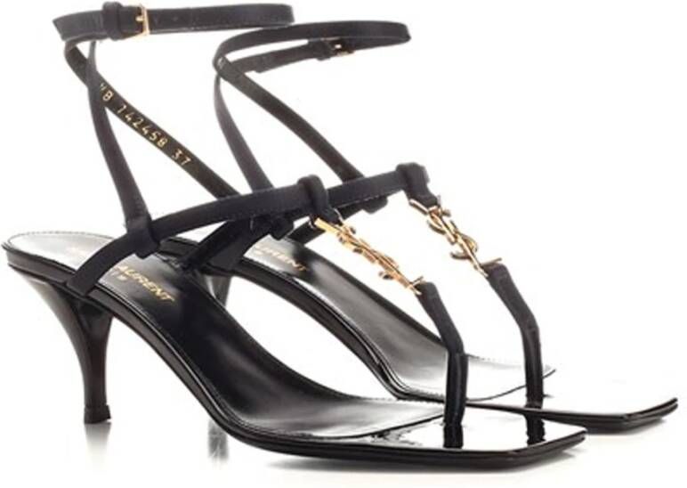 Saint Laurent Cassandra Satijnen Sandalen Blue Dames