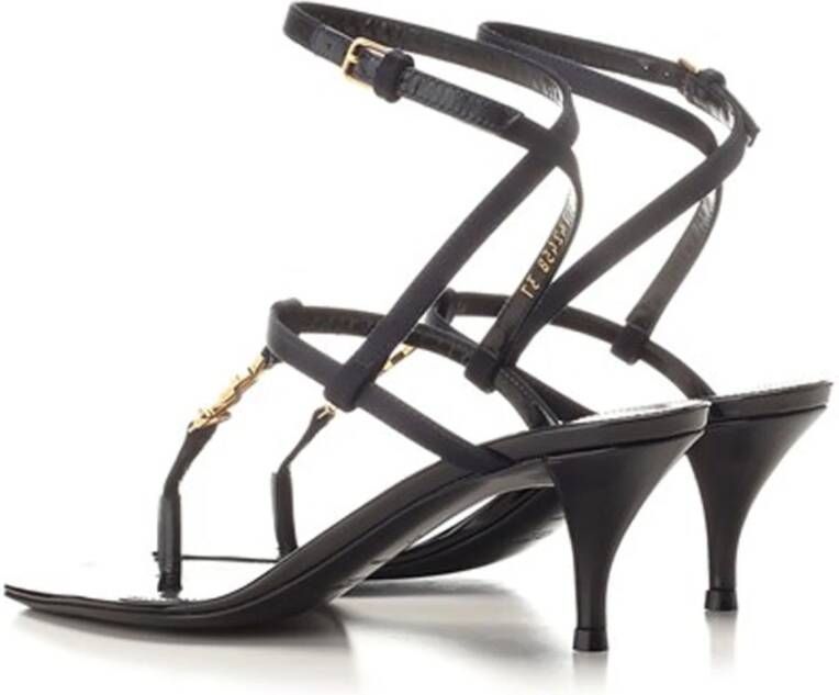 Saint Laurent Cassandra Satijnen Sandalen Blue Dames