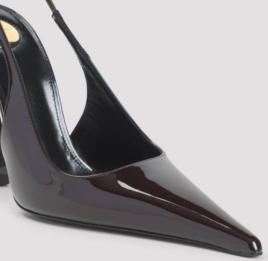 Saint Laurent Donkerbruine Kalfleren Pumps