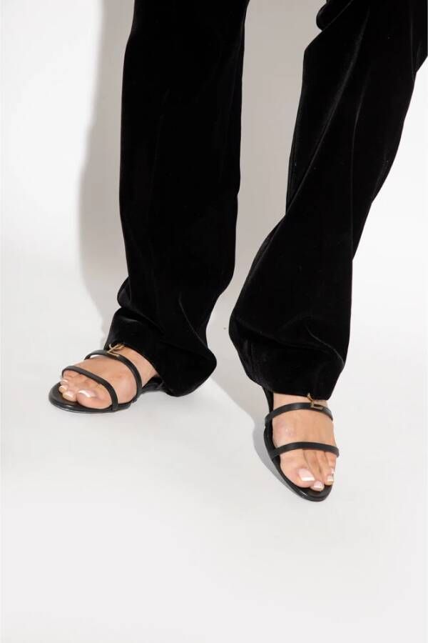 Saint Laurent Platte sandalen Zwart Dames