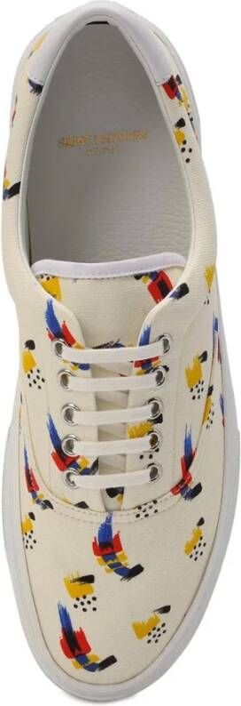 Saint Laurent Gedrukte canvas sneakers gemaakt in Italië Beige Heren