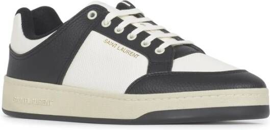 Saint Laurent Geperforeerde Leren Sneakers in Zwart Wit White Heren