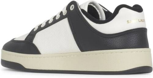 Saint Laurent Geperforeerde Leren Sneakers in Zwart Wit White Heren