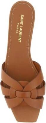 Saint Laurent Gevlochten Tan Leren Sandalen
