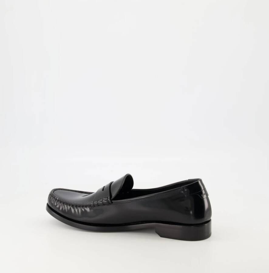 Saint Laurent Glanzende leren loafers Black Heren