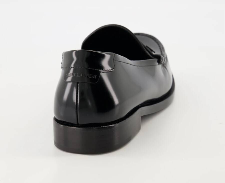 Saint Laurent Glanzende leren loafers Black Heren